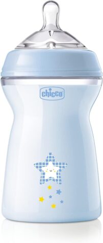 ببرونة رضاعة ناتشورال فيلينج بتدفق سريع سعة 330 ملي أزرق من Chicco شيكو - 9712 LQ